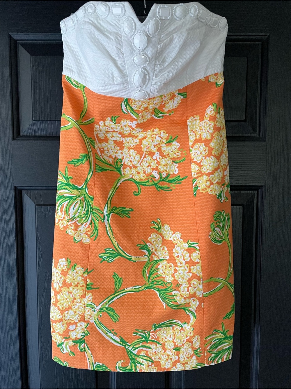 Lilly Pulitzer nectar orange Lace on the docks strapless dress